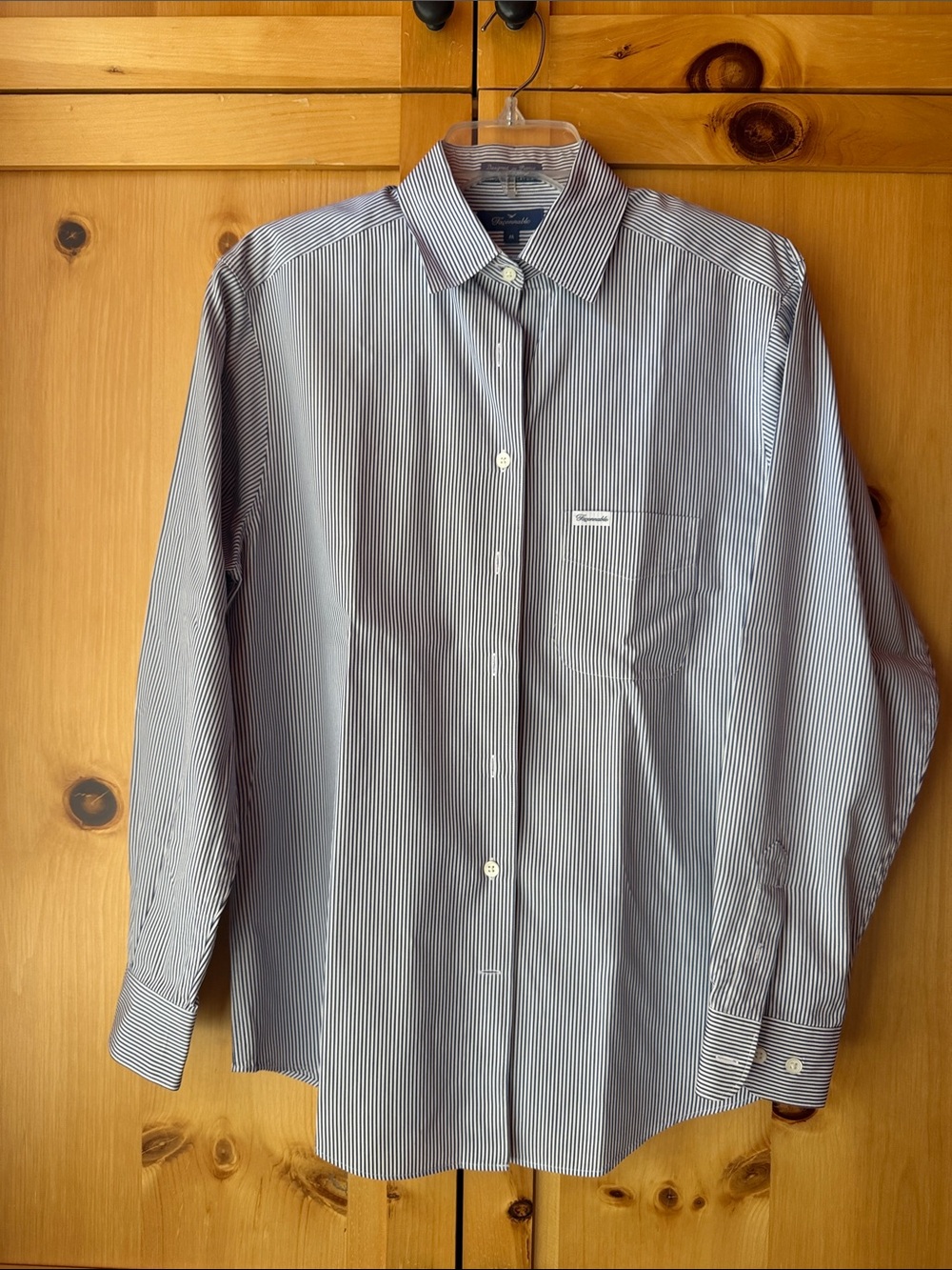 Façonnable women’s blue striped cotton shirt M